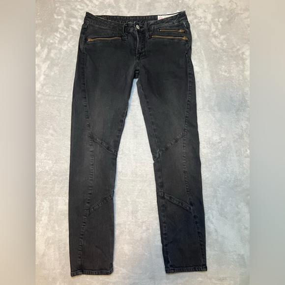 Evisu Black Denim Jeans Size 27x28 Custom Made Jeans Code 120435 4 Zipper Womens - Picture 1 of 7